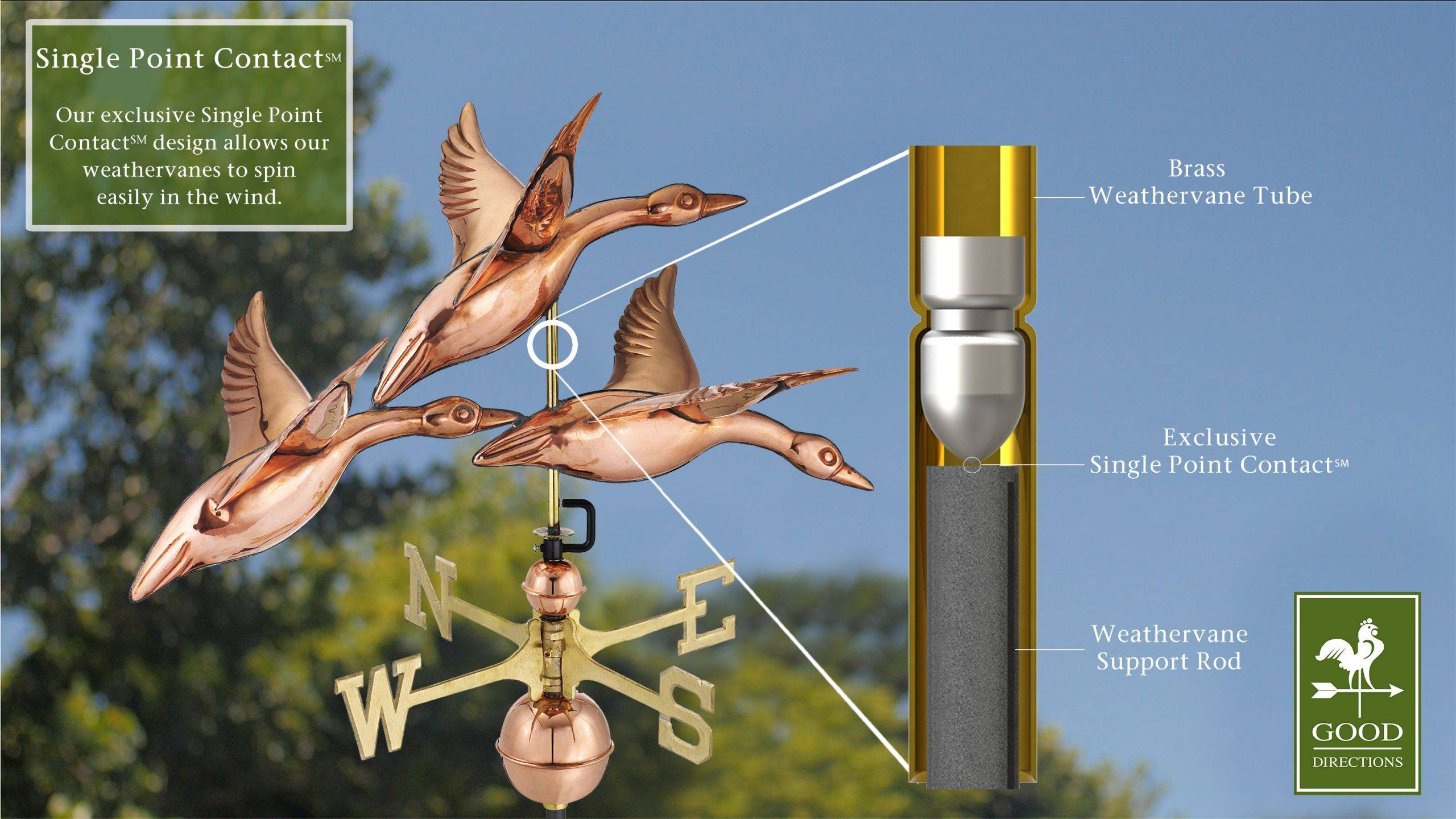 3 Geese in Flight Polished Weathervane - Image 3