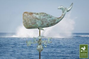 37" Whale Blue Verde Weathervane