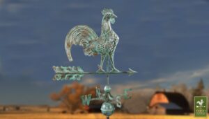 25" Rooster Blue Verde Weathervane