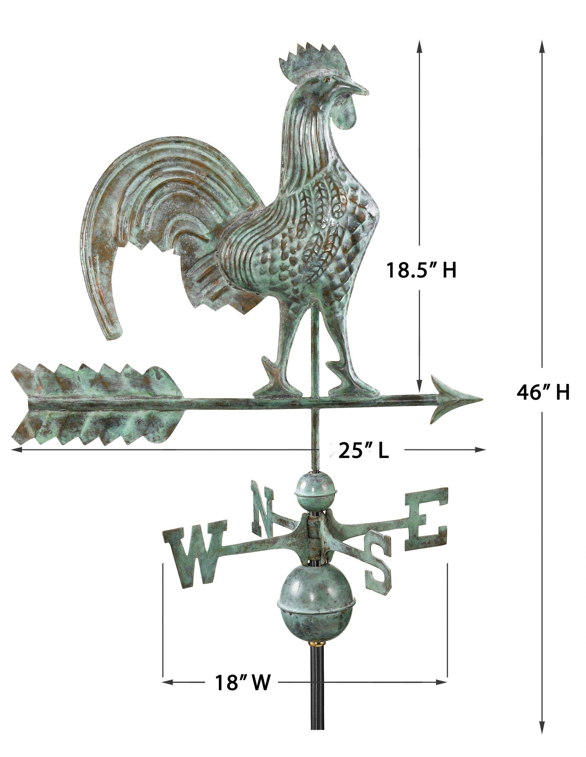 25" Rooster Blue Verde Weathervane - Image 2