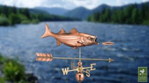Bass with Lure with Arrow Polished Weathervane