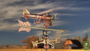 Cottage Biplane with Arrow Polished Weathervane