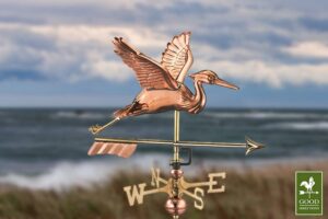 Cottage Blue Heron with Arrow Polished Weathervane