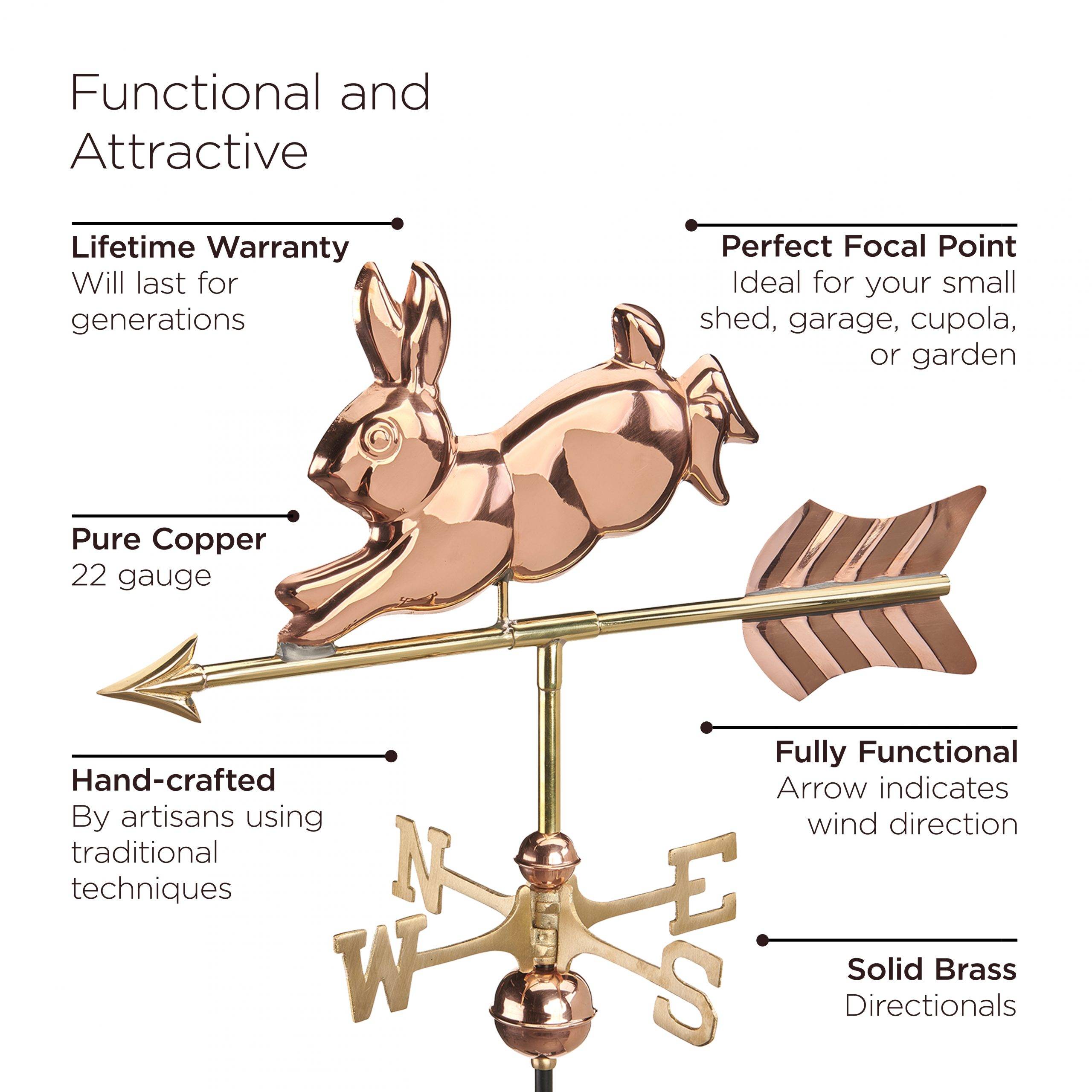 Cottage Rabbit Polished Weathervane - Image 3