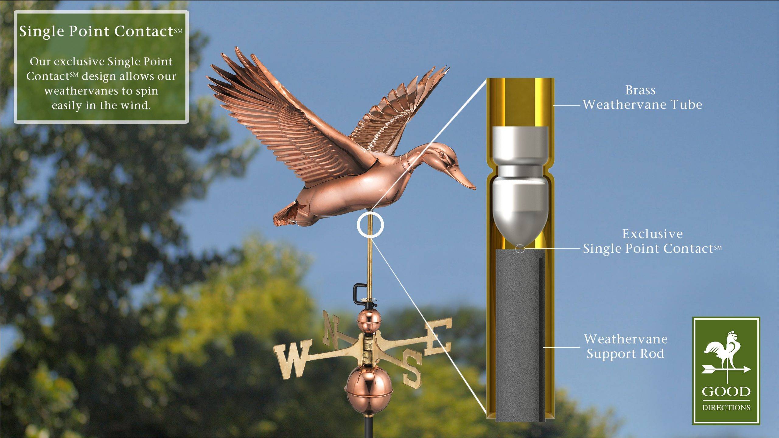 Flying Duck Polished Weathervane - Image 3