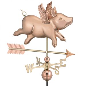Flying Pig with Arrow Polished Weathervane