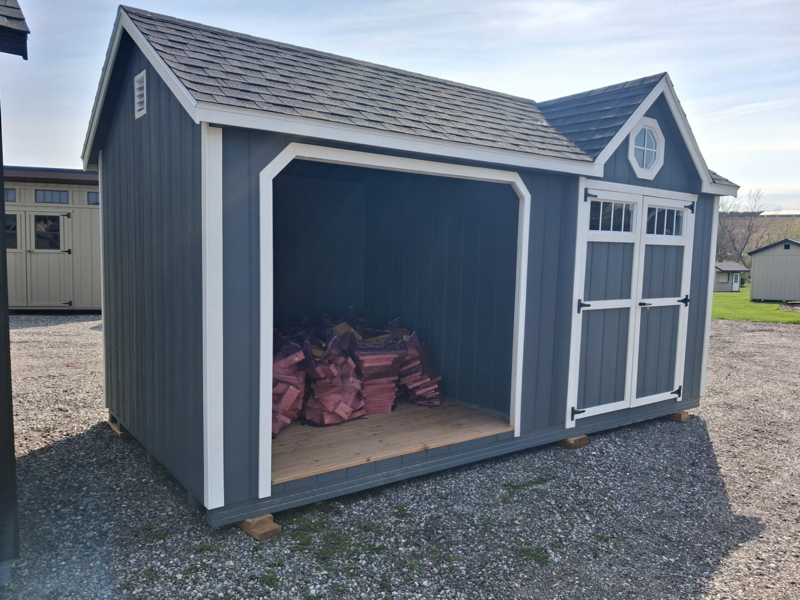 8 X 16 Garden Gable Storage Shed with Firewood Storage