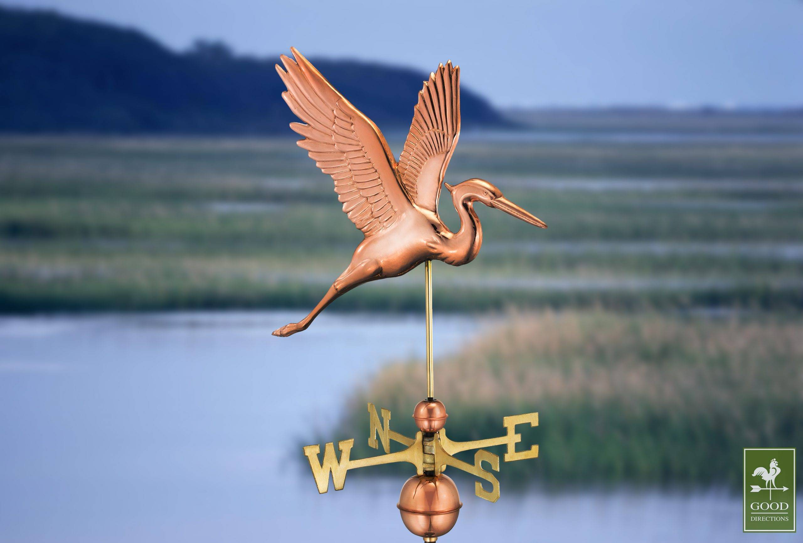 Graceful Blue Heron Polished Weathervane