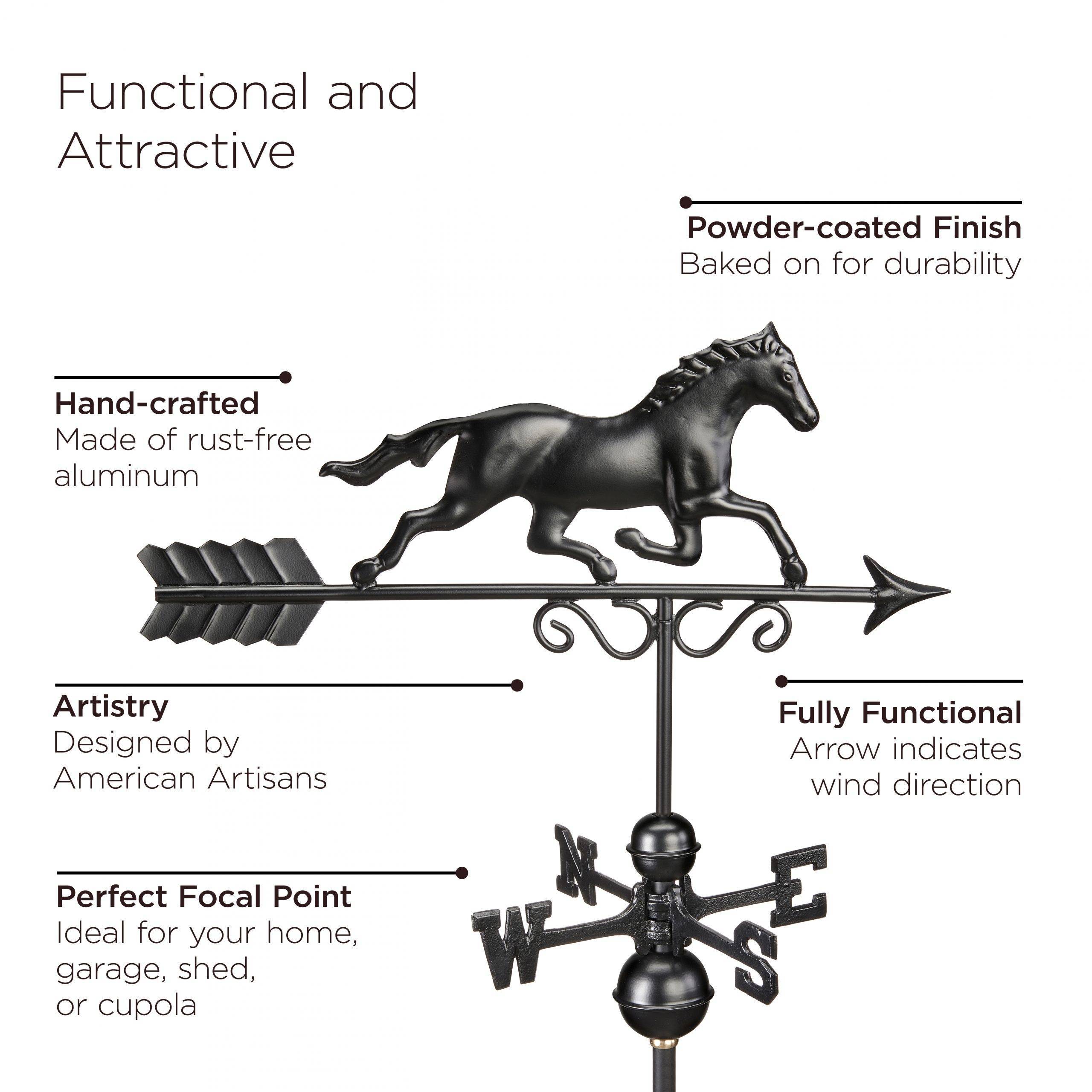 Black Stallion Aluminum Weathervane - Image 2