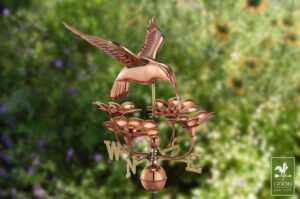 Hummingbird with Flowers Polished Weathervane