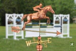 Jumping Horse & Rider Polished Weathervane