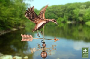 Landing Duck with Arrow Polished Weathervane