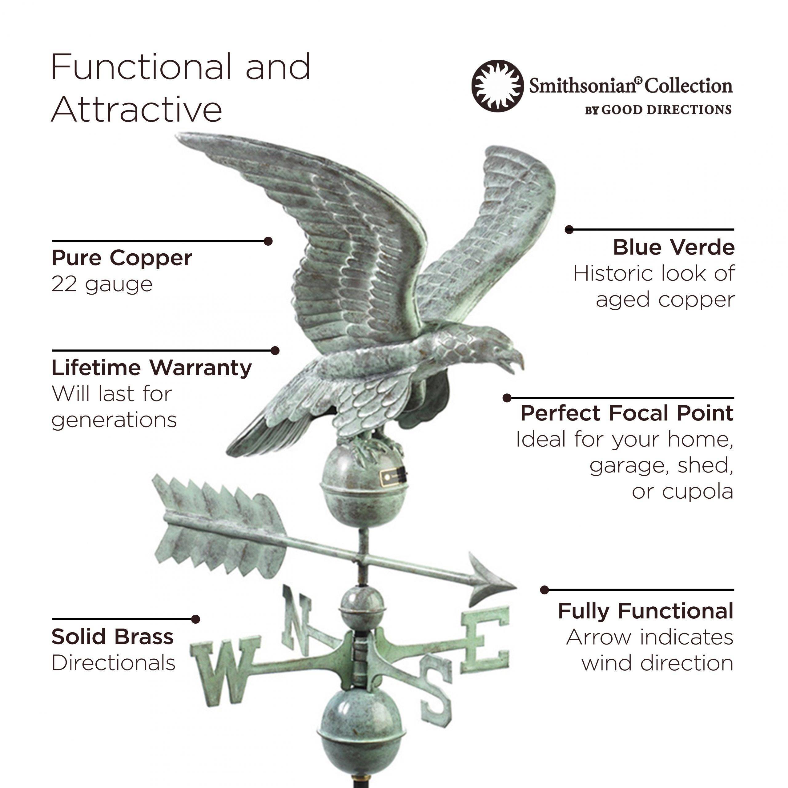 Smithsonian Eagle Blue Verde Copper Weathervane - Image 2