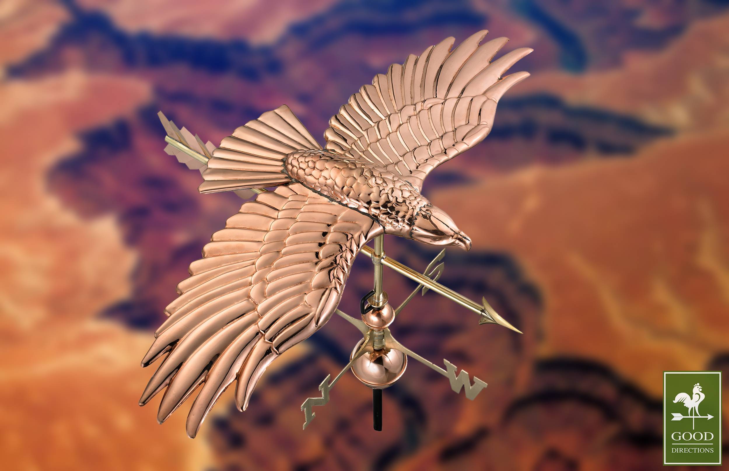 Soaring Hawk with Arrow Polished Weathervane - Image 2