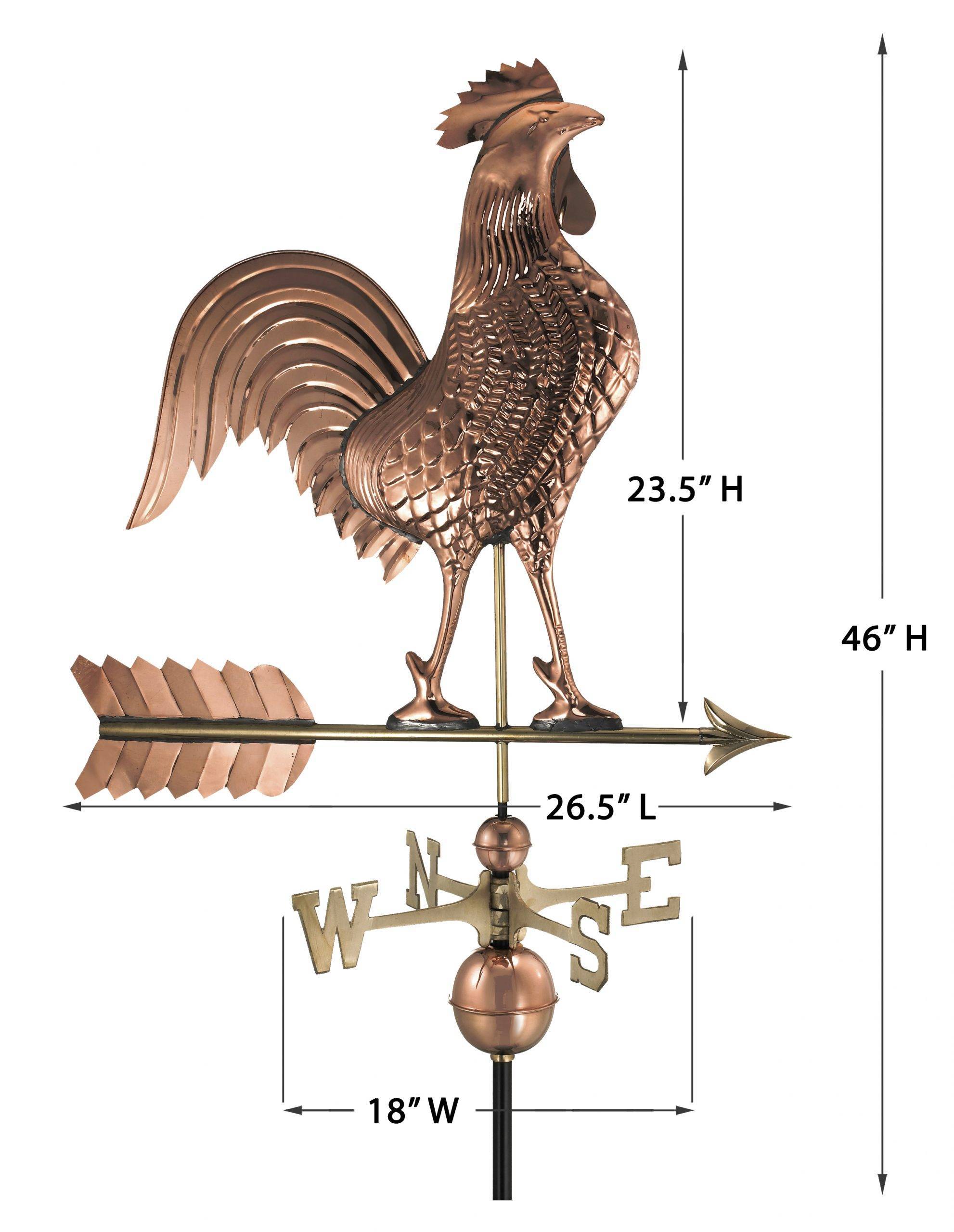 27" Polished Rooster Weathervane - Image 4