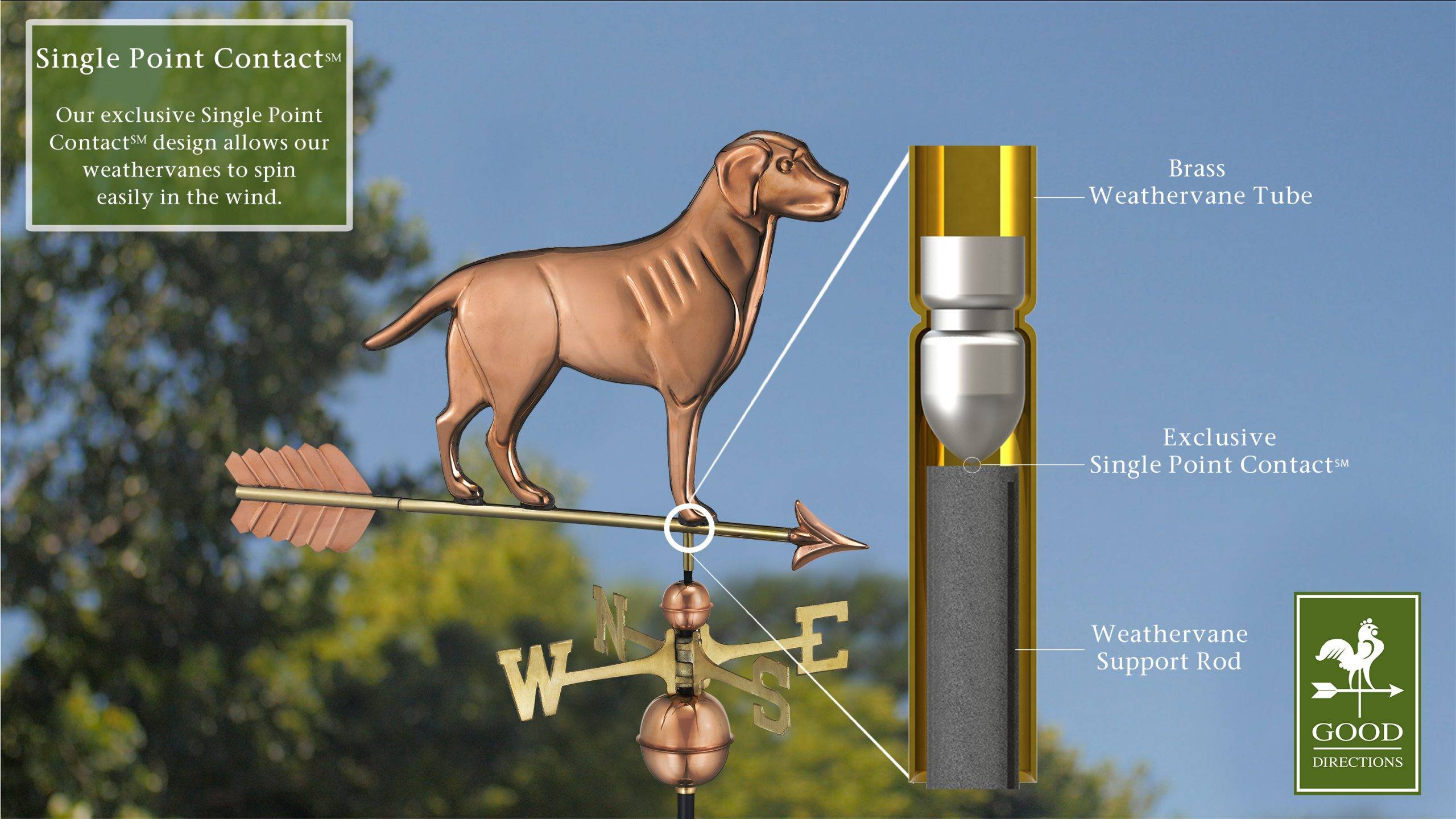 Labrador Retriever with Arrow Polished Weathervane - Image 2