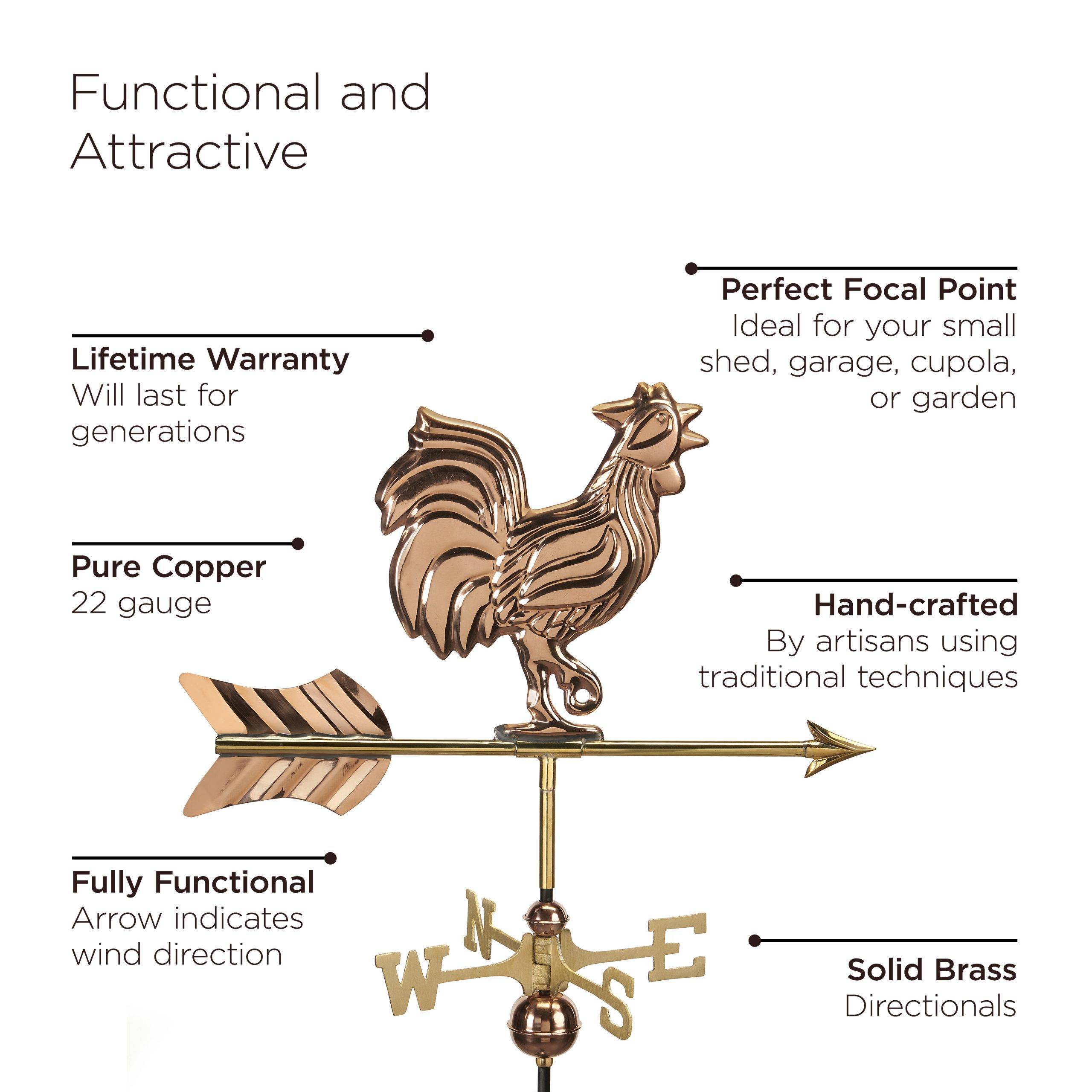 Cottage Rooster Polished Weathervane - Image 2