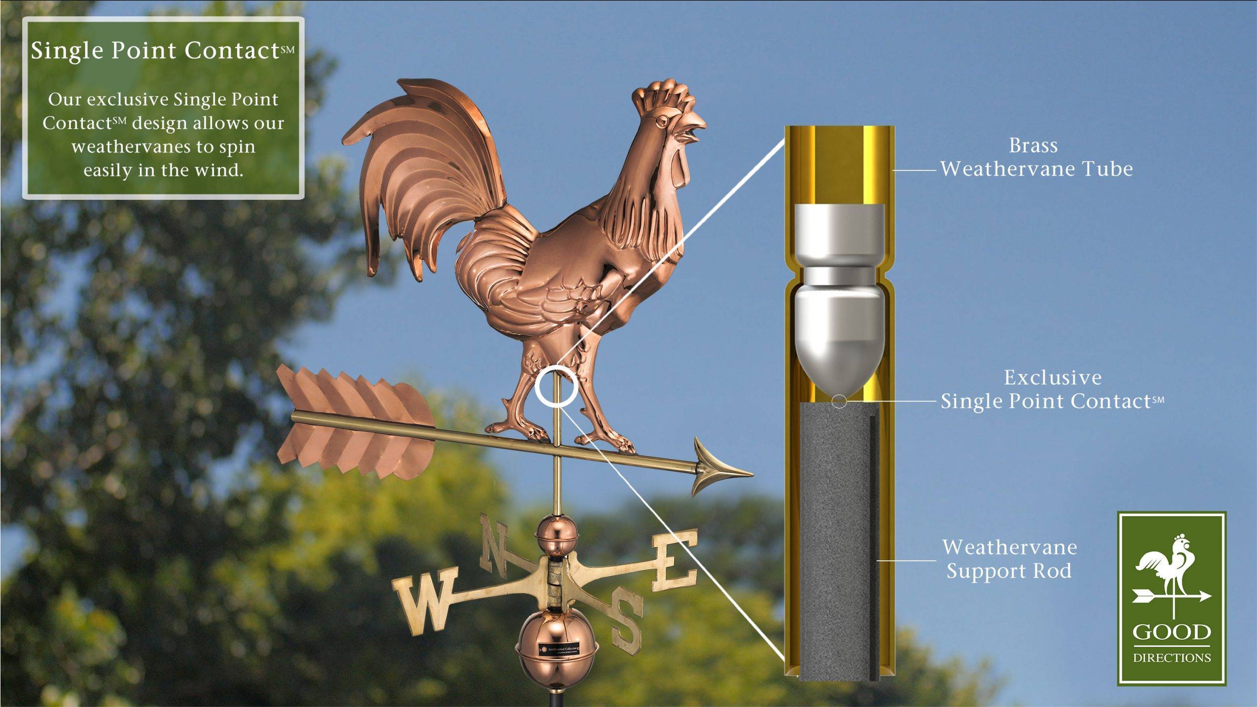 Smithsonian Rooster Polished Weathervane - Image 3