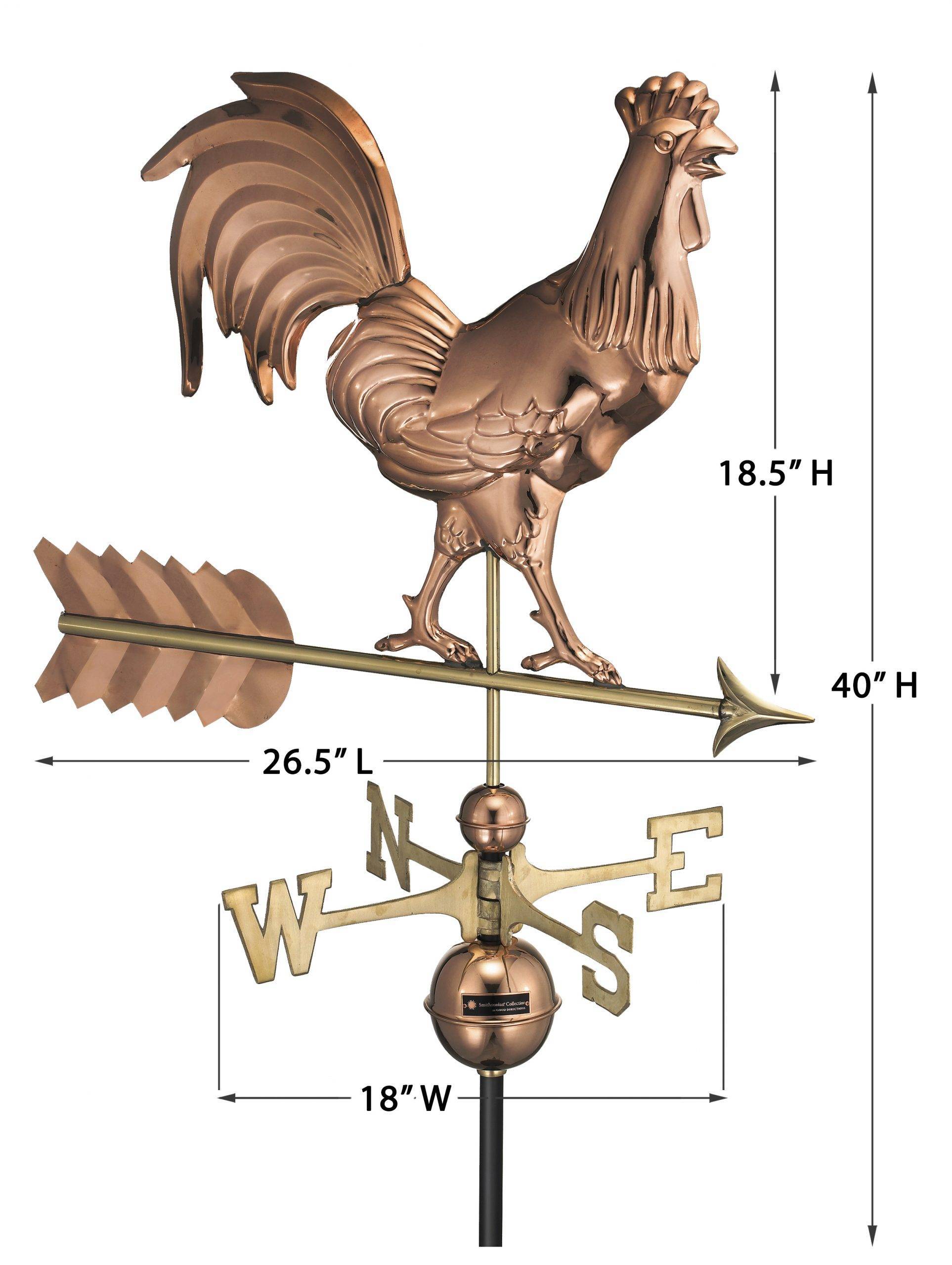Smithsonian Rooster Polished Weathervane - Image 4
