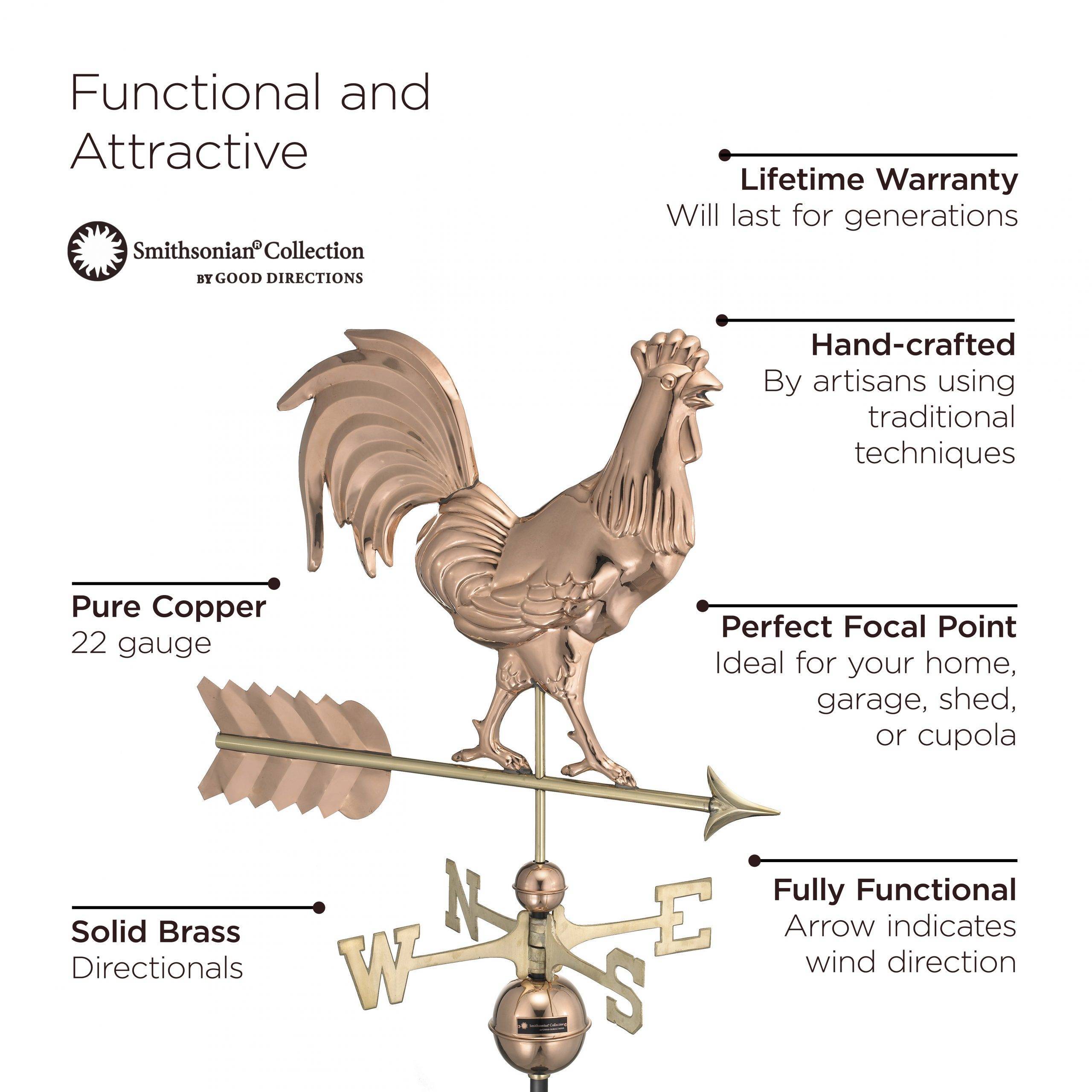Smithsonian Rooster Polished Weathervane - Image 2